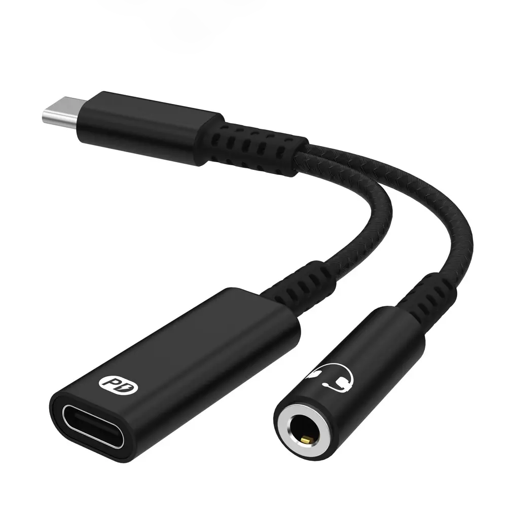 USB C to 3.5mm Audio Adapter, USB C Headphone Adapter and PD 60w Charger  USB-C to Headphone Jack Adapter with Hi-Fi DAC Chip Support Lossless Music